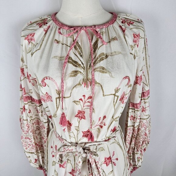 D' Ascoli Aisha Maxi Dress Linen Soft Rose Size Small Bohemian - Picture 3 of 15